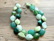 Load image into Gallery viewer, Mystic Mint Necklace, Green colorful cream jewelry, big beaded chunky statement necklace, Seafoam green jewelry turquoise aqua green