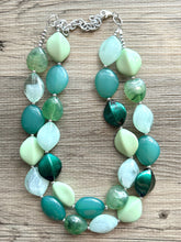 Load image into Gallery viewer, Mystic Mint Necklace, Green colorful cream jewelry, big beaded chunky statement necklace, Seafoam green jewelry turquoise aqua green