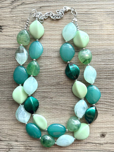 Mystic Mint Necklace, Green colorful cream jewelry, big beaded chunky statement necklace, Seafoam green jewelry turquoise aqua green