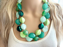 Load image into Gallery viewer, Mystic Mint Necklace, Green colorful cream jewelry, big beaded chunky statement necklace, Seafoam green jewelry turquoise aqua green