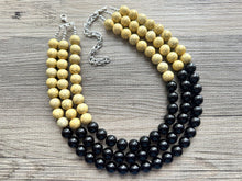 Load image into Gallery viewer, Bubble bee Yellow &amp; Black Statement Necklace, chunky bib beaded jewelry, Summer jewelry, black necklace, beaded acrylic jewelry bumblebee