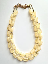 Load image into Gallery viewer, Honey Butter Double Statement Necklace yellow jewelry, chunky geometric bib chunky necklace, pale yellow bubble necklace layering