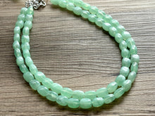 Load image into Gallery viewer, Mint Green Chunky Statement Necklace, 2 strand necklace, light green bracelet earrings jewelry set wedding, bridesmaid grass