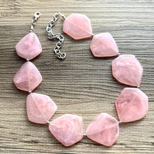 Load image into Gallery viewer, Blush Pink Chunky Statement Necklace, Big beaded jewelry, single strand Statement Necklace, chunky pink bib jewelry earrings