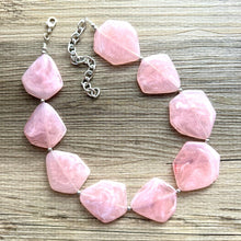 Load image into Gallery viewer, Blush Pink Chunky Statement Necklace, Big beaded jewelry, single strand Statement Necklace, chunky pink bib jewelry earrings