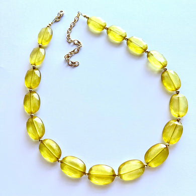 Glitter Infused Sunburst Single Strand yellow long Statement Necklace, bib chunky necklace gold layering necklace, gifts for women gold