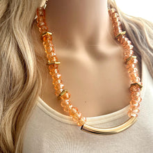 Load image into Gallery viewer, Orange Coral Soirée, Chunky single Strand Statement Necklace, fall necklace, orange jewelry, gold necklace jewelry set statement