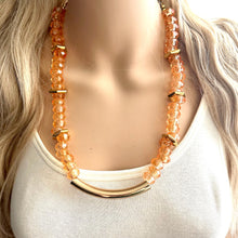 Load image into Gallery viewer, Orange Coral Soirée, Chunky single Strand Statement Necklace, fall necklace, orange jewelry, gold necklace jewelry set statement