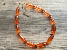 Load image into Gallery viewer, Clementine Candy Chunky Statement Necklace, resin necklace, gold coral resin necklace, orange jewelry beaded layering geometric skinny