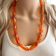 Load image into Gallery viewer, Clementine Candy Chunky Statement Necklace, resin necklace, gold coral resin necklace, orange jewelry beaded layering geometric skinny