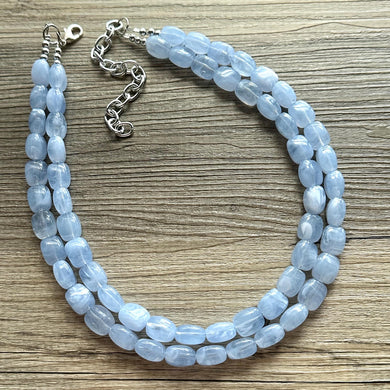 Sky Blue Chunky Statement Necklace, double strand necklace, blue necklace, light blue necklace, baby blue wedding, bridesmaid necklace aqua