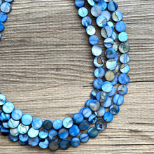 Load image into Gallery viewer, Cobalt Boulevard Beaded Necklace, Colorful Shell Jewelry, Chunky statement necklace, big chunky beaded royal dark blue jewelry