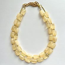 Load image into Gallery viewer, Honey Butter Double Statement Necklace yellow jewelry, chunky geometric bib chunky necklace, pale yellow bubble necklace layering