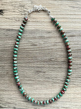 Load image into Gallery viewer, Watermelon Gemstone Necklace, Red Pink &amp; Green Chunky Statement Necklace, single strand beaded necklace jewelry, multi color bib gem