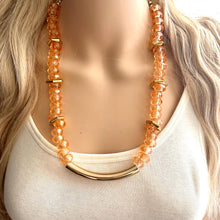 Load image into Gallery viewer, Orange Coral Soirée, Chunky single Strand Statement Necklace, fall necklace, orange jewelry, gold necklace jewelry set statement