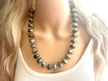 Load image into Gallery viewer, Lightning Crashes! Black Gray &amp; Gold Necklace, single strand bubble layering jewelry, big beaded resin chunky statement necklace