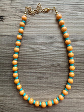 Load image into Gallery viewer, Orange + Turquoise Statement Necklace, Big beaded jewelry, Single Strand Statement Necklace, Bib necklace creamsicle bridesmaid wedding