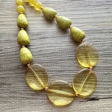 Load image into Gallery viewer, Single Strand Lemon Yellow Big Beaded Statement Necklace, Bright &amp; Fun Jewelry Sunflower transparent resin beaded layering necklace