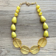 Load image into Gallery viewer, Single Strand Lemon Yellow Big Beaded Statement Necklace, Bright &amp; Fun Jewelry Sunflower transparent resin beaded layering necklace