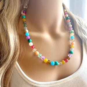 Rainbow Multi Color Chunky Statement Necklace, prism single strand, neon necklace, bubble jewelry, multi color jewelry, rainbow jewelry