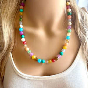 Rainbow Multi Color Chunky Statement Necklace, prism single strand, neon necklace, bubble jewelry, multi color jewelry, rainbow jewelry