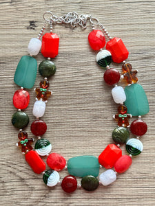 Home For Christmas earrings & necklace Red Green Holiday Jewelry, Christmas Jewelry, Red Green white Gift Christmas Present