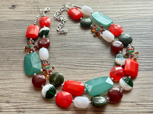 Home For Christmas earrings & necklace Red Green Holiday Jewelry, Christmas Jewelry, Red Green white Gift Christmas Present