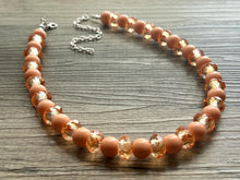 Load image into Gallery viewer, Sunset Peach Chunky Statement Necklace, Big beaded jewelry, Single Strand Statement Necklace, peach chunky coral orange necklace