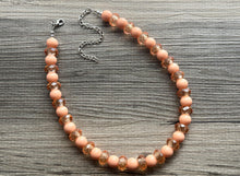 Load image into Gallery viewer, Sunset Peach Chunky Statement Necklace, Big beaded jewelry, Single Strand Statement Necklace, peach chunky coral orange necklace