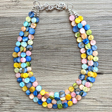 Load image into Gallery viewer, Kaleidoscope Boulevard Beaded Necklace, Colorful Shell Jewelry, Chunky statement necklace, big chunky beaded rainbow jewelry floral pride