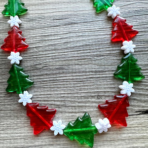 Christmas Necklace, Red & Green Holiday Jewelry, Christmas Jewelry, Red Green Jewelry, Beaded Christmas Gift Christmas Present