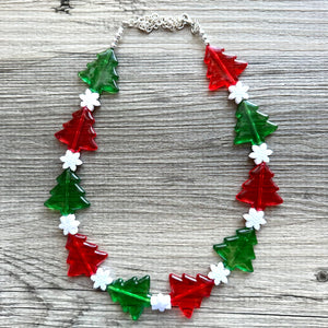 Christmas Necklace, Red & Green Holiday Jewelry, Christmas Jewelry, Red Green Jewelry, Beaded Christmas Gift Christmas Present