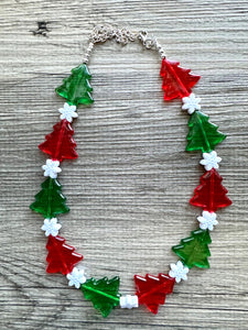 Christmas Necklace, Red & Green Holiday Jewelry, Christmas Jewelry, Red Green Jewelry, Beaded Christmas Gift Christmas Present