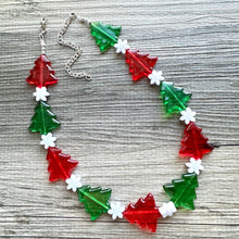 Load image into Gallery viewer, Christmas Necklace, Red &amp; Green Holiday Jewelry, Christmas Jewelry, Red Green Jewelry, Beaded Christmas Gift Christmas Present