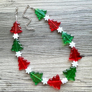 Christmas Necklace, Red & Green Holiday Jewelry, Christmas Jewelry, Red Green Jewelry, Beaded Christmas Gift Christmas Present