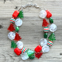 Load image into Gallery viewer, Snowed in for Christmas earrings &amp; necklace Red Green Holiday Jewelry, Christmas Jewelry, Red Green white Gift Present