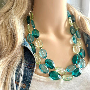 Mystic Mint Necklace, Green colorful cream jewelry, big beaded chunky statement necklace, Seafoam green jewelry turquoise aqua green