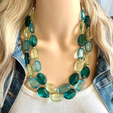 Load image into Gallery viewer, Mystic Mint Necklace, Green colorful cream jewelry, big beaded chunky statement necklace, Seafoam green jewelry turquoise aqua green