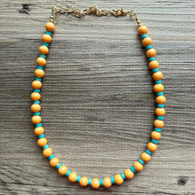 Load image into Gallery viewer, Orange + Turquoise Statement Necklace, Big beaded jewelry, Single Strand Statement Necklace, Bib necklace creamsicle bridesmaid wedding