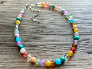 Rainbow Multi Color Chunky Statement Necklace, prism single strand, neon necklace, bubble jewelry, multi color jewelry, rainbow jewelry