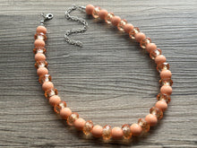 Load image into Gallery viewer, Sunset Peach Chunky Statement Necklace, Big beaded jewelry, Single Strand Statement Necklace, peach chunky coral orange necklace