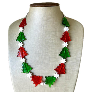 Christmas Necklace, Red & Green Holiday Jewelry, Christmas Jewelry, Red Green Jewelry, Beaded Christmas Gift Christmas Present