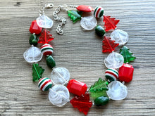 Load image into Gallery viewer, Snowed in for Christmas earrings &amp; necklace Red Green Holiday Jewelry, Christmas Jewelry, Red Green white Gift Present