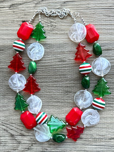 Snowed in for Christmas earrings & necklace Red Green Holiday Jewelry, Christmas Jewelry, Red Green white Gift Present