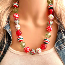 Load image into Gallery viewer, Christmas Jewelry Set, Red &amp; Green Blingy Holiday Jewelry December Tree Red Green Jewelry, Gift Present Stockjng Stuffer bubblegum statement