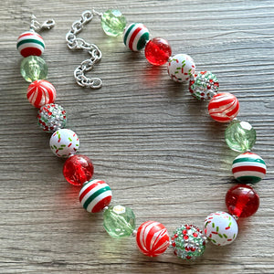 Christmas Jewelry Set, Red & Green Blingy Holiday Jewelry December Tree Red Green Jewelry, Gift Present Stockjng Stuffer bubblegum statement