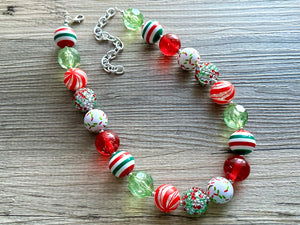 Christmas Jewelry Set, Red & Green Blingy Holiday Jewelry December Tree Red Green Jewelry, Gift Present Stockjng Stuffer bubblegum statement