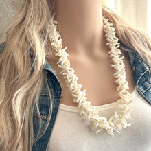 Load image into Gallery viewer, Philippines Shell long vintage necklace, white shell geometric long beaded statement, everyday neutral chunky layering vintage necklace