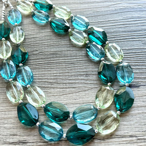 Mystic Mint Necklace, Green colorful cream jewelry, big beaded chunky statement necklace, Seafoam green jewelry turquoise aqua green