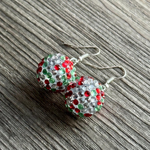 Christmas Necklace, Chunky Single Strand of rhinestone beads, red and green necklace, christmas jewelry, christmas beads, chunky beaded